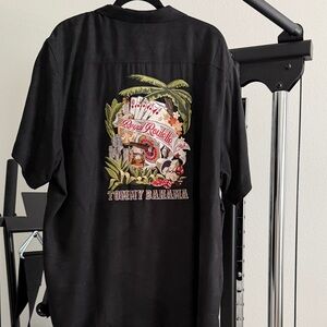 Used Tommy Bahama Black 'Royal Roulette' Embroidered Back Short-Sleeve Shirt